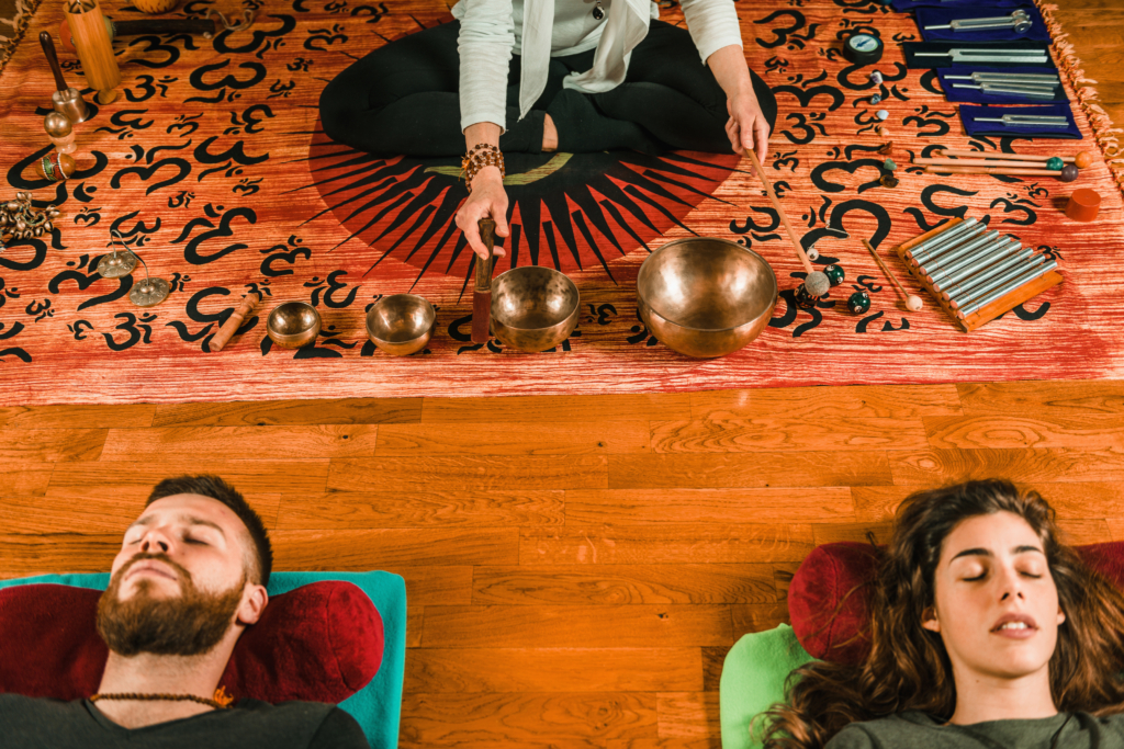 Tibetan singing bowl in sound therapy